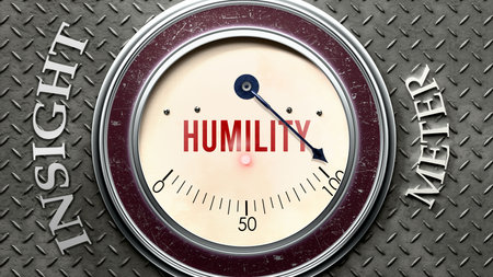 Humility and Insight that is hitting a full scale, showing a very high level of humilityの写真素材