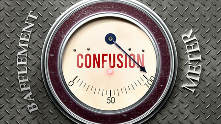 Confusion and Bafflement that is hitting a full scale, showing a very high level of confusionの写真素材