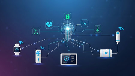 Fingerprint scan provides security access with biometrics identification.の素材