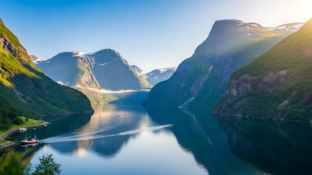 Aurlandsfjord in Norway, Scandinavia.の素材