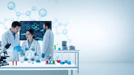 Science laboratory research and development concept with 3D rendering elements of this image furnished by NASAの素材