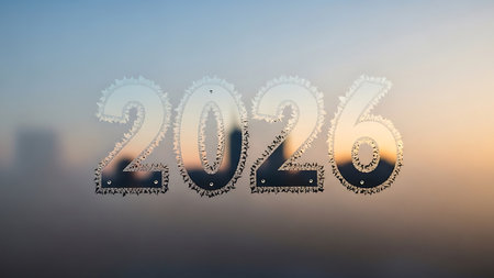 Happy New Year 2016 with blurred cityscape background. Blurred bokeh background.の素材