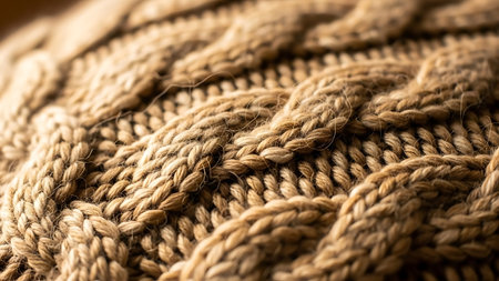 Knitted woolen fabric as a background. Close-up.の素材