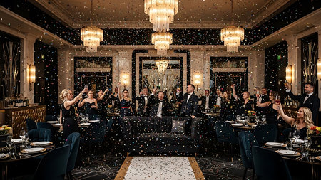 New Year's Eve Party in a luxurious restaurant. People have fun, dance and have fun.の素材