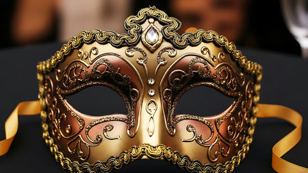Venetian carnival mask on black background. 3d renderingの素材