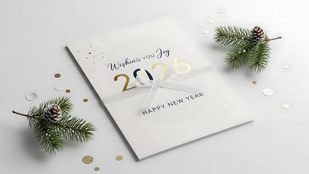 Merry Christmas and Happy New Year Greeting Card, 3D Renderingの素材