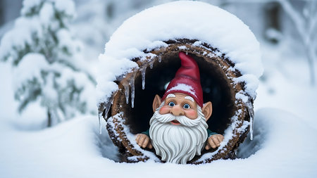 santa claus in the chimney in the winter forest.の素材