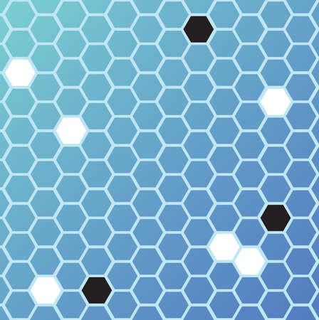 An abstract background based on hexagons in blueの写真素材