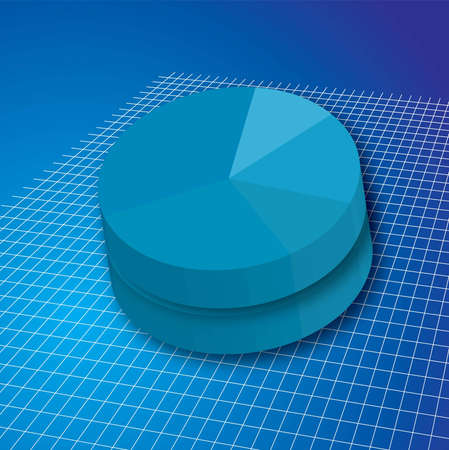 A double pie chart in blue on a white grid to show business increaseの写真素材