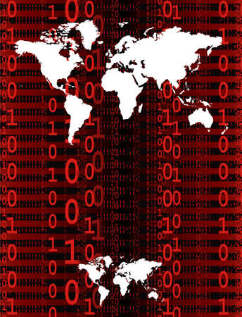 Digital information passing around the world in binary formの写真素材