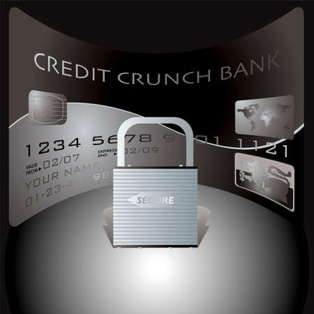 credit card and pasdlock showing the financial dangers of spendingのイラスト素材