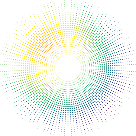 Illustrated rainbow sun made out of a circular design radiating outのイラスト素材