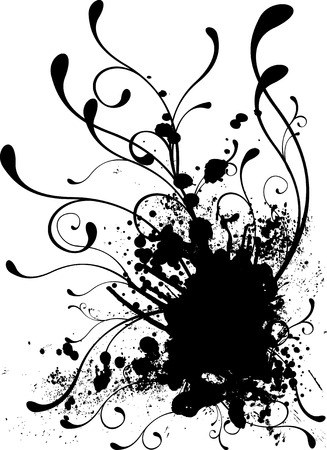 Black and white stark Illustrated ink background with copy spaceのイラスト素材