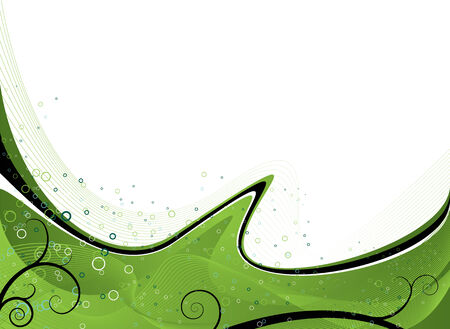 Abstract flowing design in green leaving room for your own textのイラスト素材