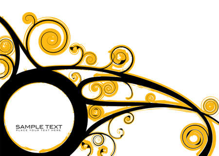 Black and orange gothic floral design with copy spaceのイラスト素材