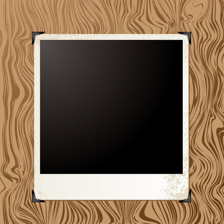 Blank image placeholder on a wood grain backgroundのイラスト素材