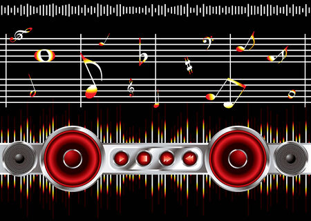 Musical inspired background black image with music notesのイラスト素材