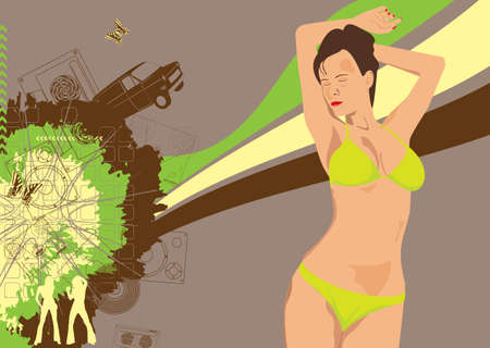 sexy woman on a modern background with subtle coloursのイラスト素材