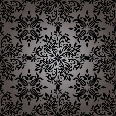 illustrated wallpaper design in with a floral theme in blackのイラスト素材