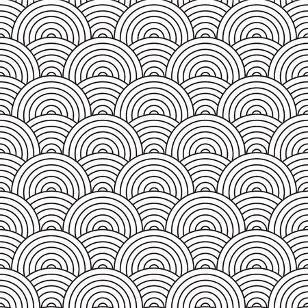 Seventies inspired artex design with flowing black and white circlesのイラスト素材