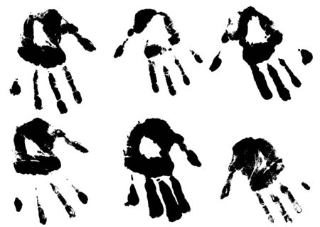 inky hands imprints in both left and right handsのイラスト素材