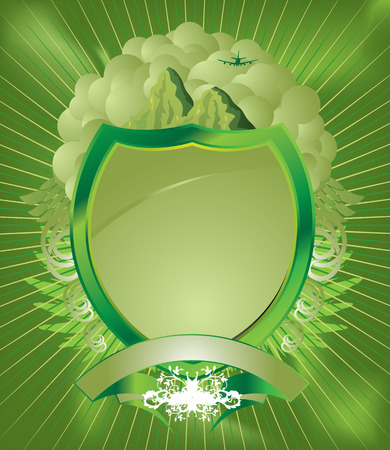 Modern slant on a traditional coat of arms in greenのイラスト素材