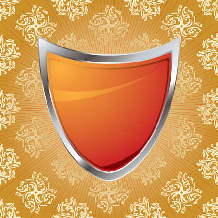 Modern twist on an old fashioned shield design in burnt orangeのイラスト素材