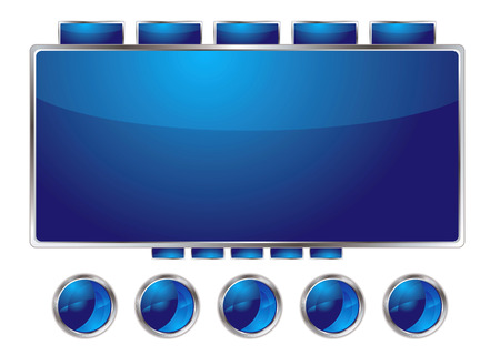 Blue interface web design with a silver bevelのイラスト素材