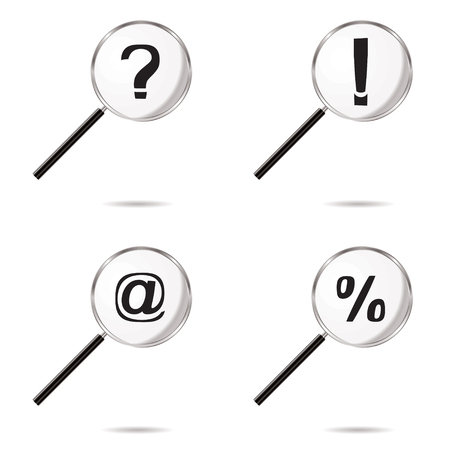 Collection of four magnifying symbols with question mark iconsのイラスト素材