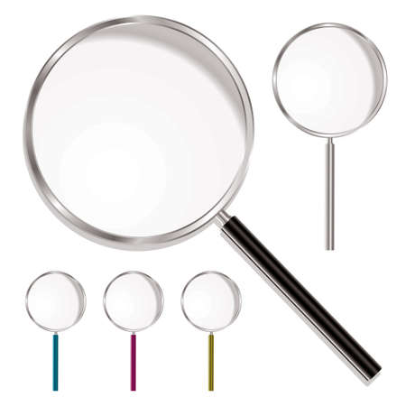 Magnifying glass with plastic handle and metal rim with colour variationsのイラスト素材