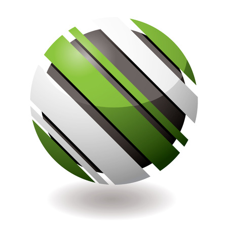 Green and white icon with slash elements at an angle with shadowのイラスト素材