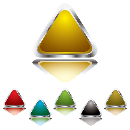 Collection of six gel filled triangle icons with silver bevelのイラスト素材