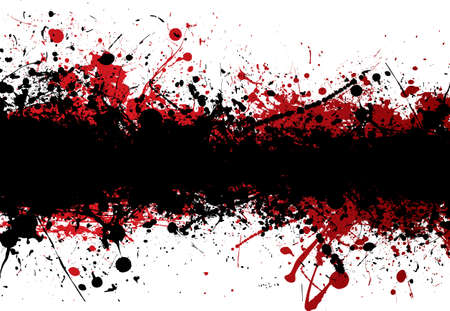 Blood red ink splat overlayed with black abstract bannerのイラスト素材