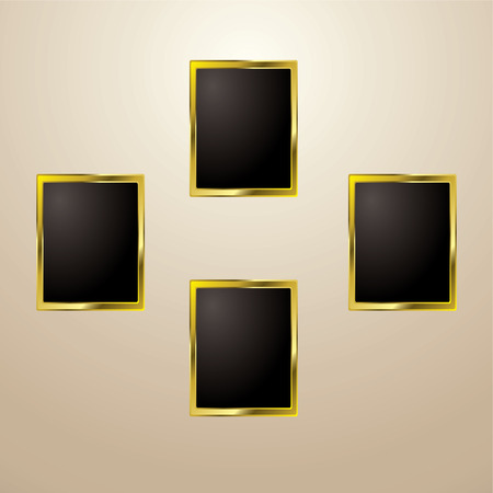 Four blank golden picture frames with room to add your own imageのイラスト素材