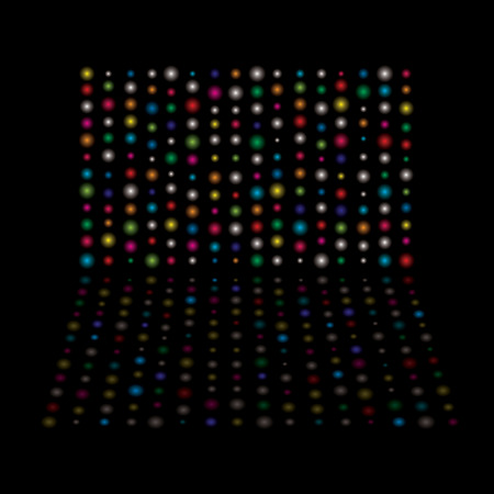 Bright rainbow glowing lights with reflection and black backgroundのイラスト素材