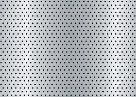 brushed silver metal background with round black holesのイラスト素材