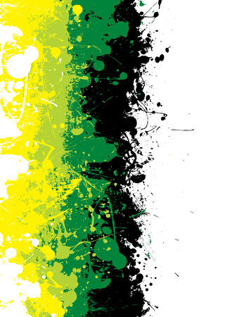 Grunge ink splat background in green and yellowのイラスト素材