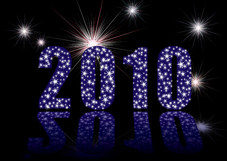 New years celebration with fireworks and reflection in background