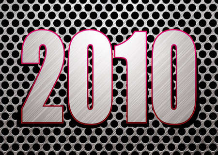 Silver brushed metal background with 2010 new year dateのイラスト素材