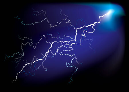 Illustrated lightning strike with radiating light in boltsのイラスト素材