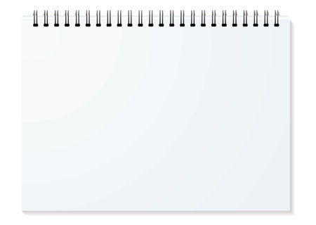Blank white spiral bound paper drawing pad with shadowのイラスト素材