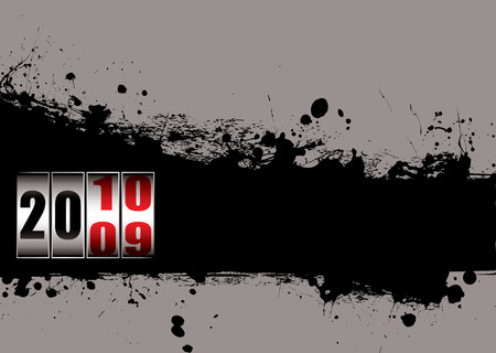 Abstract ink splat background with 2010 new year dialのイラスト素材
