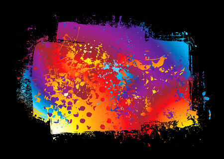 Brightly colored rainbow ink splat banner with weathered effectのイラスト素材