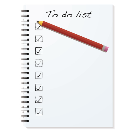 white paper writing pad with metal ring binder and to do listのイラスト素材