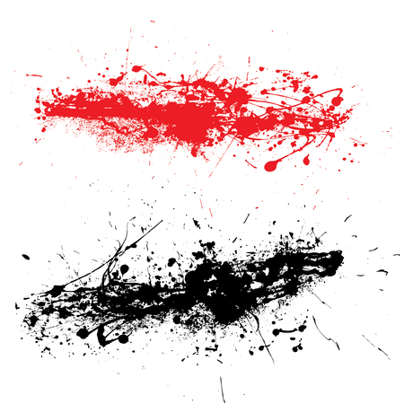 Red and black ink splats with grunge effectのイラスト素材