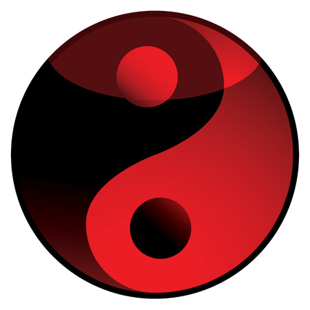 Red and black ying yang logo with light reflectionのイラスト素材