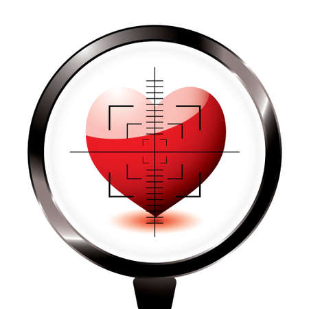 Valentines day love heart in a rifle sight conceptのイラスト素材