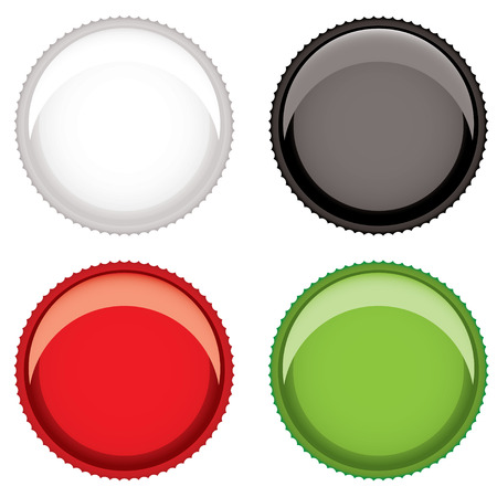Collection of four metal plain bottle tops with room for textのイラスト素材