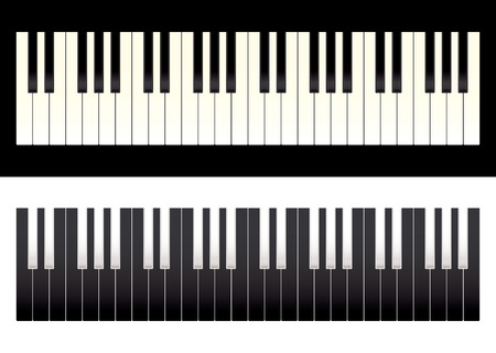 Black and white full size keyboard plus a negative versionのイラスト素材