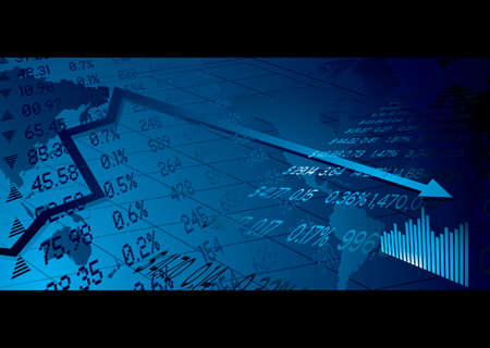 Financial stock market background with world map figures and graph